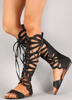 long sandals boots women sexy lace-up 