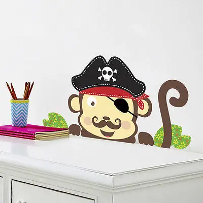 С принтом обезьяна Семья Корона стены Стикеры Искусство DIY Наклейка на стену с