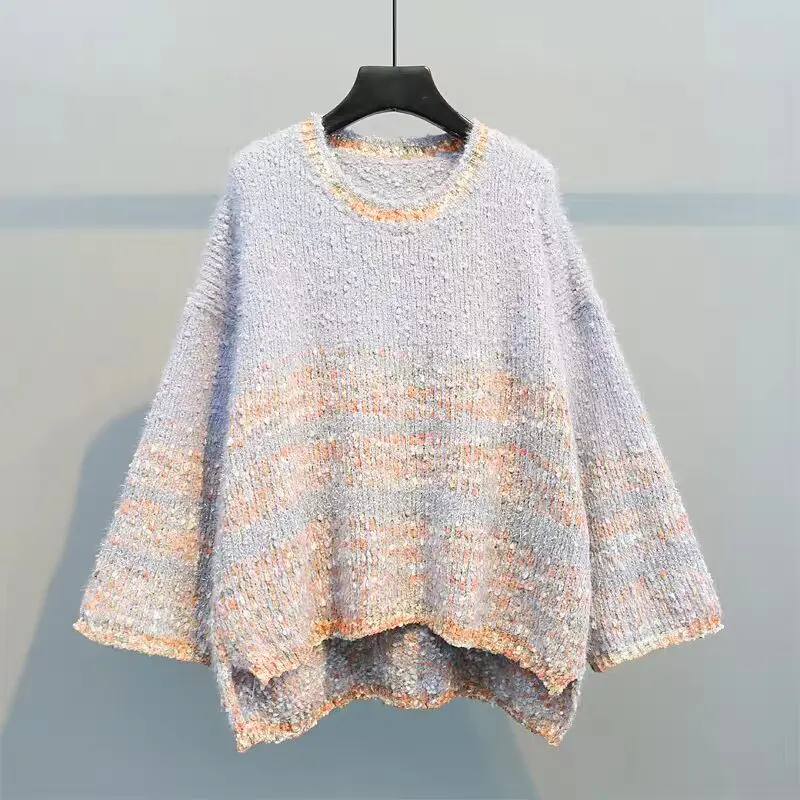 MUMUZI Crewneck свитер с расклешенным рукавом милые Бежевые женские пуловеры вязаный