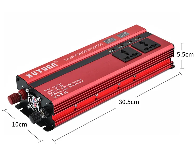 Профессиональный автомобильный инвертор 2000W DC 12 V к AC 220 питания зарядное
