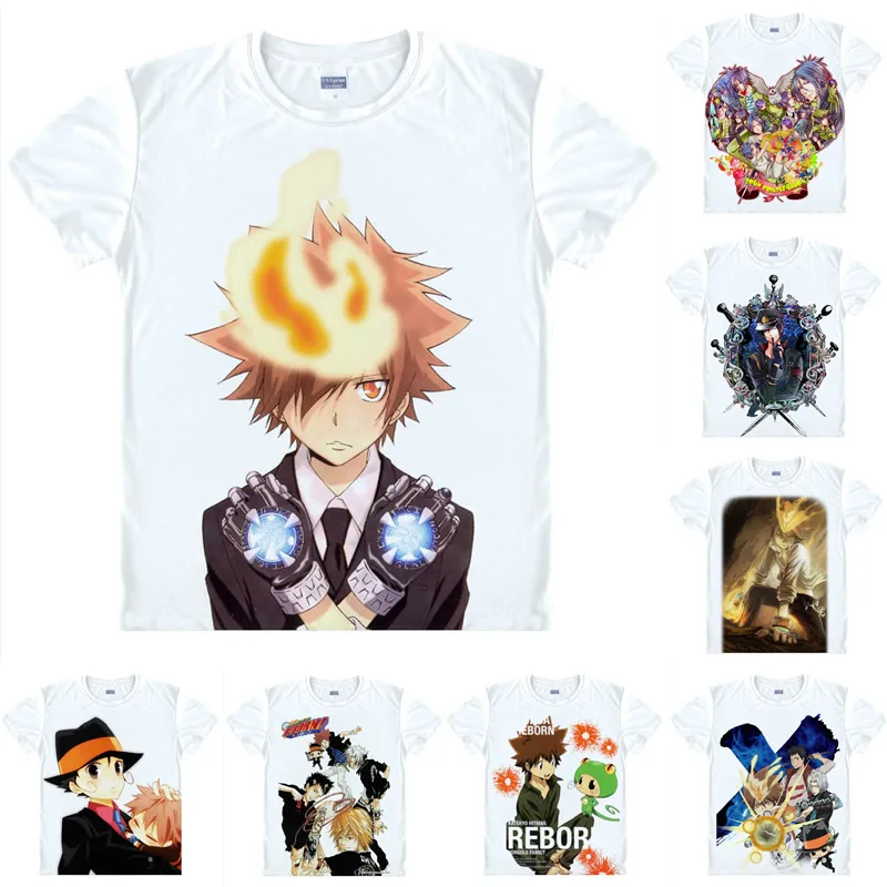 

Coolprint Anime Shirt Katekyo Hitman Reborn T-Shirts Multi-style Short Sleeve Home Tutor Tsunayoshi Sawada Cosplay Motivs Shirts