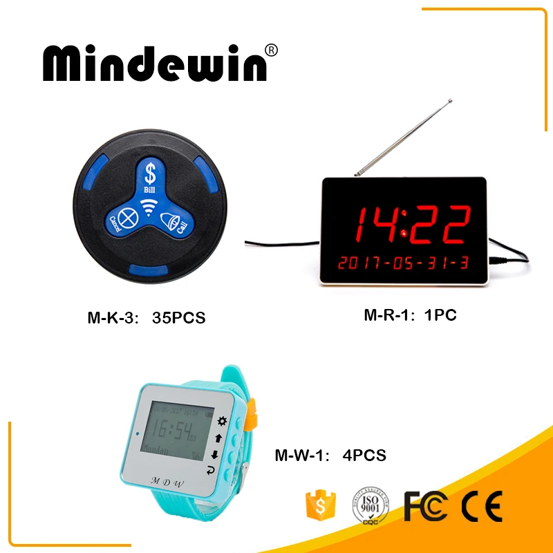Mindewin ресторанная Беспроводная система вызова цифровой дисплей M R 1 шт. + 4 W