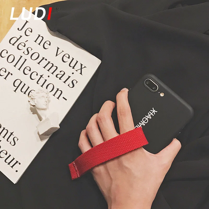 LUDI Корейский простой черный и красный чехол на запястье для iPhone X 8 7 7plus Мягкий Pro-TPU