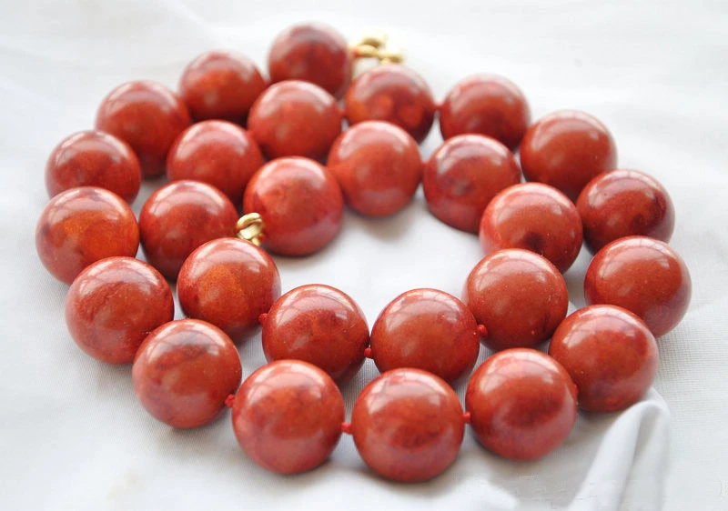 Огромное ожерелье из бисера 16 мм с круглыми красными натуральными травами и