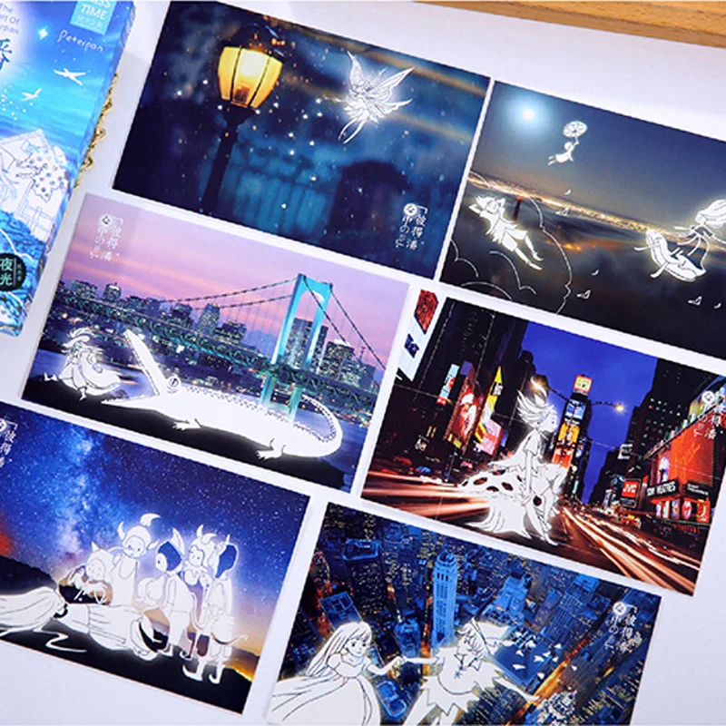 30 шт./лот милая светящаяся мультяшная открытка с изображением морских животных