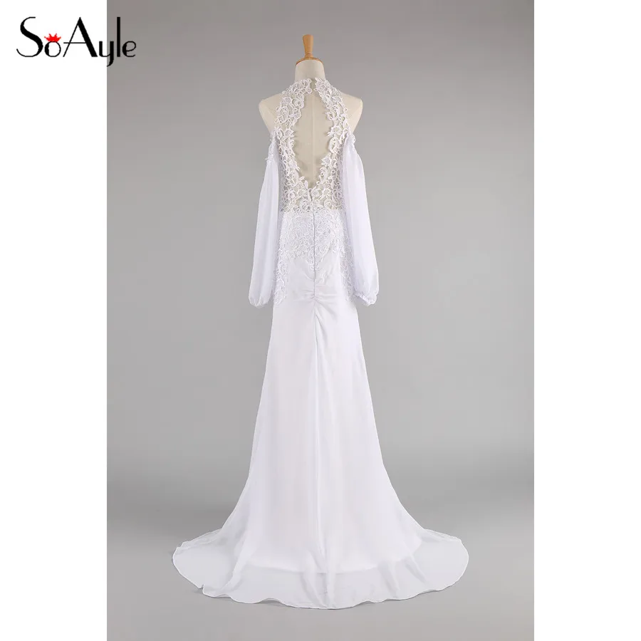 Женское свадебное платье с длинным рукавом SoAyle простое невесты в пляжном стиле