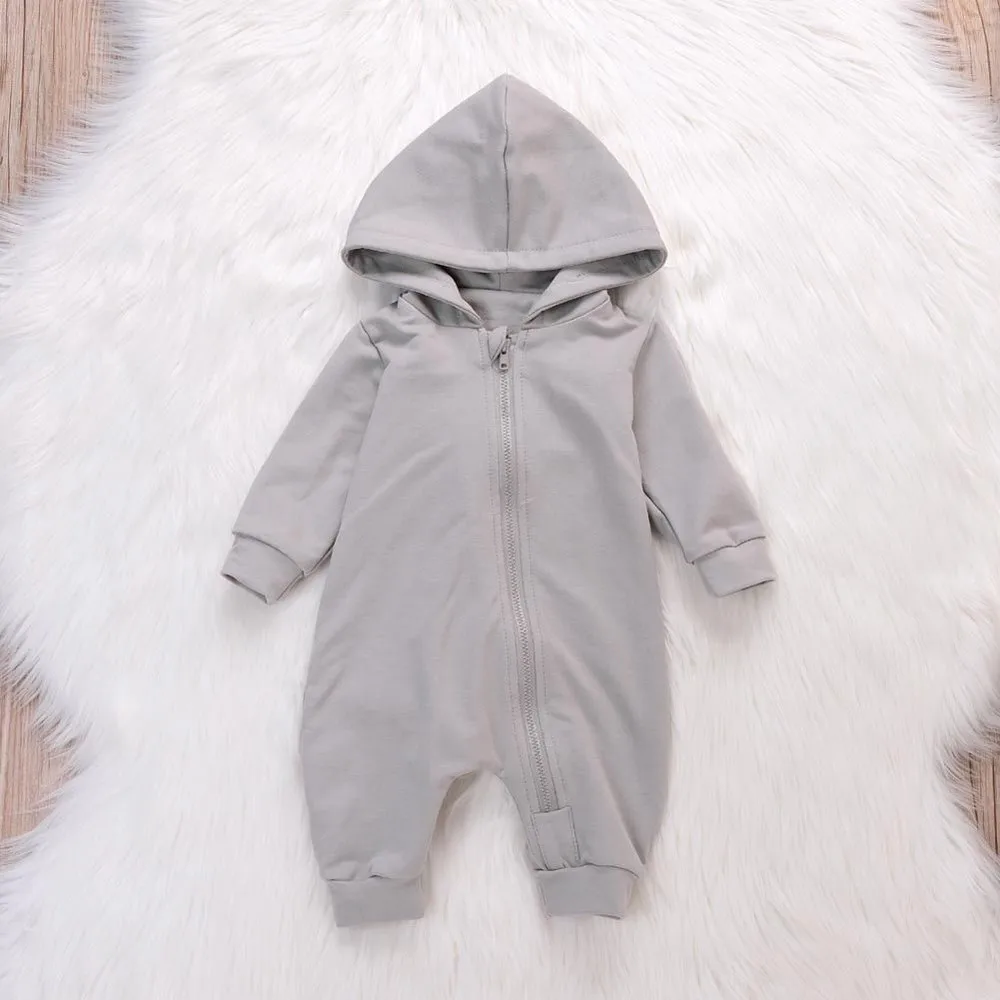 Модный хлопковый комбинезон унисекс с капюшоном для новорожденных мальчиков и