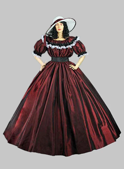 Специальное предложение бордовая тафта с короткими рукавами готическое бальное