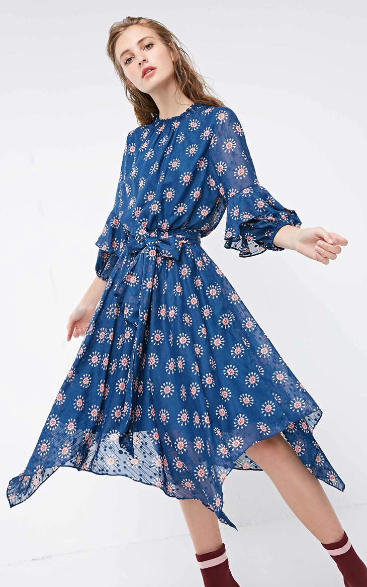 Vero Moda Новая женская печатная эластичная декольте 3/4 рукава на шнуровке платье | 31847C509