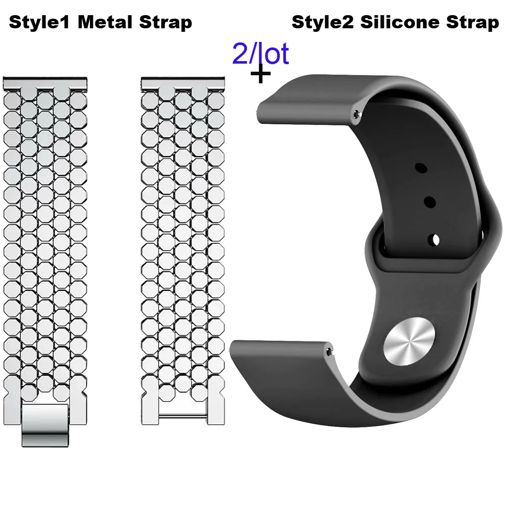 22 мм Браслет Для Xiaomi Amazfit Pace Stratos 2 ремешок для часов Amazfit GTR 47 мм браслет из нержавеющей стали для samsung gear S3 - Цвет: Silver-Black