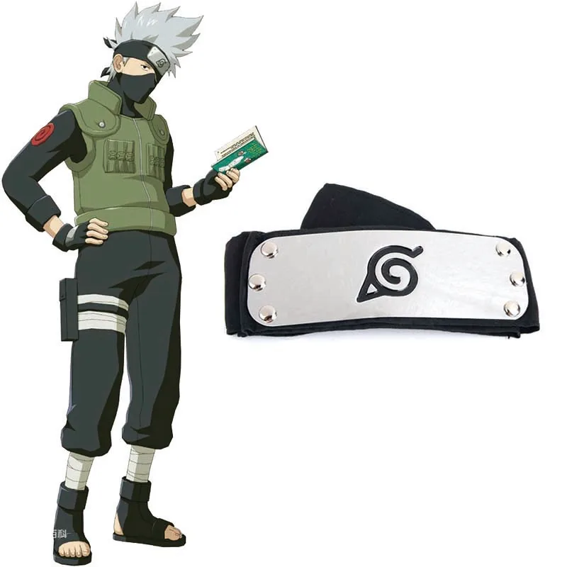 Аниме повязка Naruto обувь для косплея героя Хатаке Какаси из аниме «героя мультфильма Саскэ Утиха Головные уборы реквизит для косплея костюм металлическая платья для детей и взрослых, вечерние