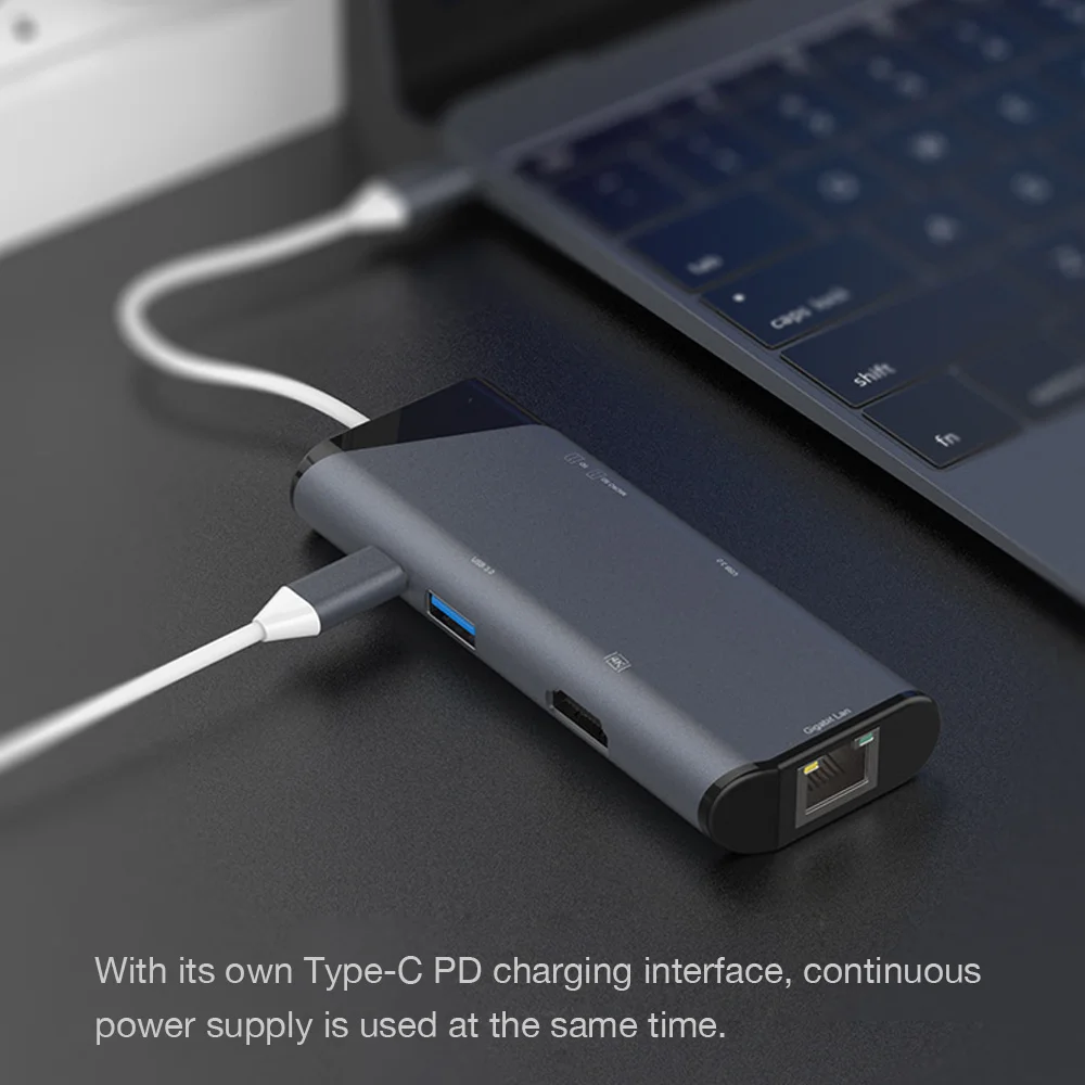 USB C PD зарядное устройство концентратор многопортовый Тип C комбинированный концентратор для MacBook к HDMI 4 K Ethernet, SD/TF кардридер и USB 3,0 порты