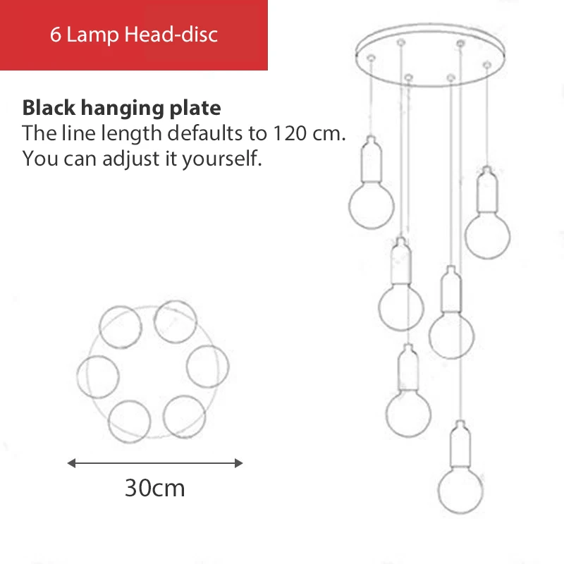 6 Light black disc Подвесной светильник, подвесной светильник из скандинавского стекла, подвесной светильник E27 с лампочкой, светильник для ресторана, барный кран, прикроватная лампа для гостиной, спальни - Цвет корпуса: 6 Light black disc