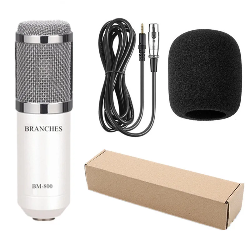 PACKAGE 2 wnite BM800 микрофон конденсаторный звук Запись микрофон с амортизатором для радио Braodcasting Пение Запись KTV Караоке BM 800 - Цвет: PACKAGE 2 wnite