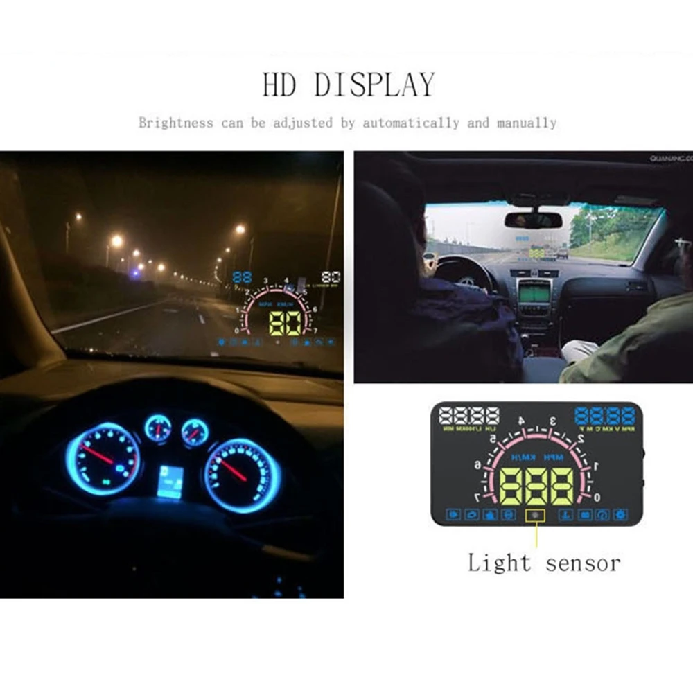 Автомобильный проектор OBD2 II EUOBD с дисплеем 5 дюйма предПредупреждение ением о