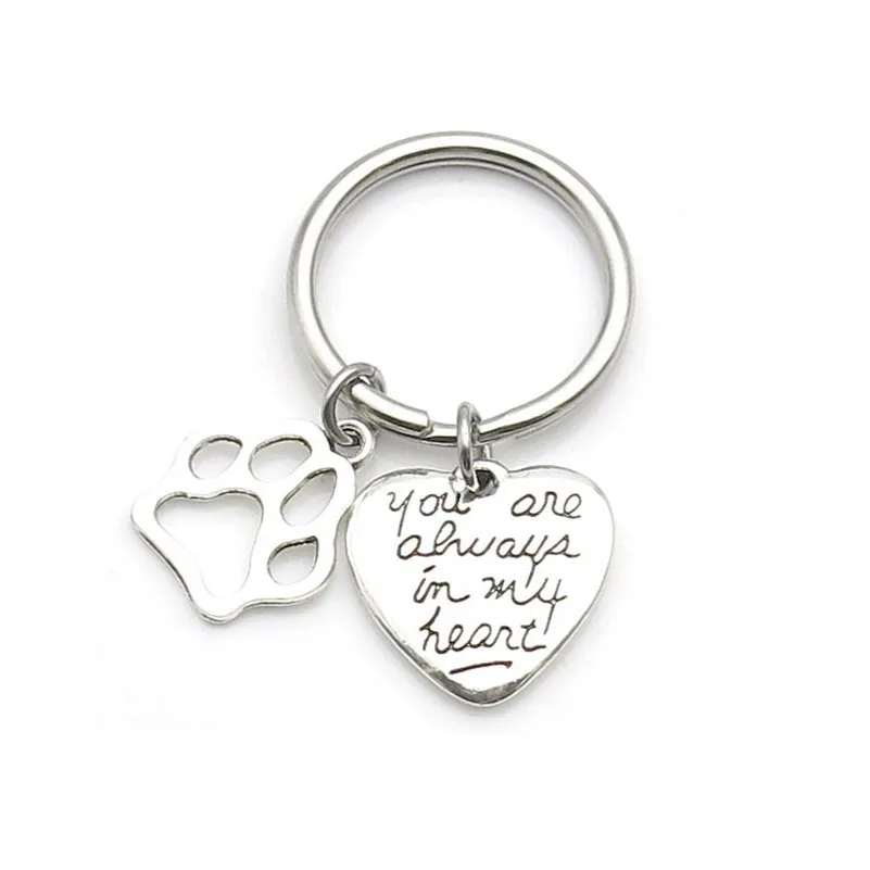 Вы всегда в моем сердце лапа собаки печать Пальмовая собачка подвеска виде ключа