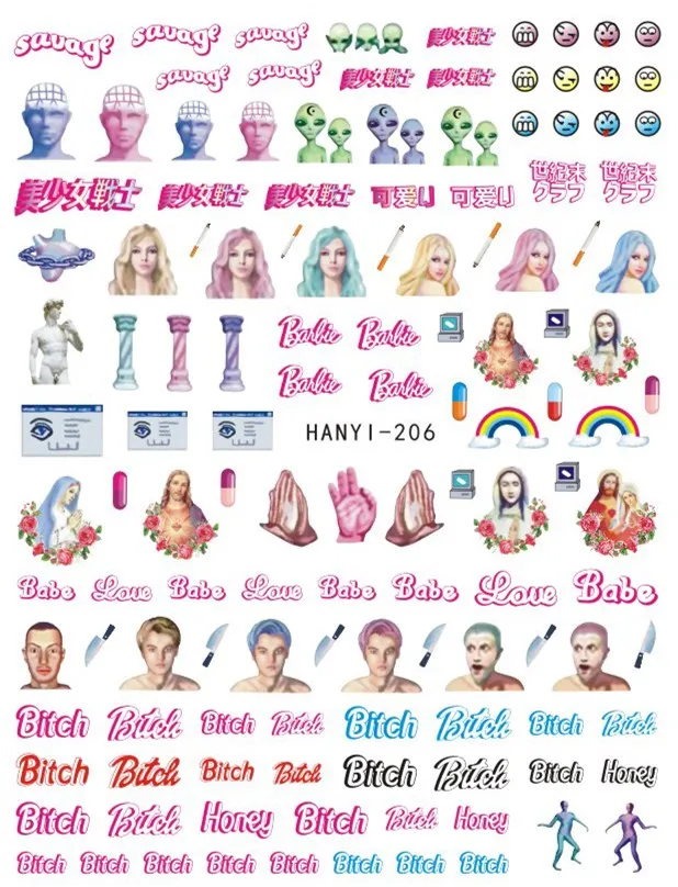 HC-216 ET серии стикеры 3D на ногти nail Art шаблон наклейки diy инструмент для украшения ногтей - Цвет: hanyi-206