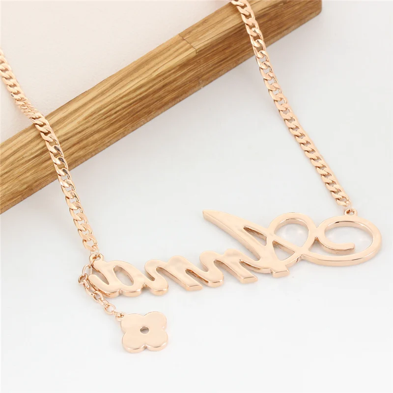 Бейлин розовое золото Цвет Анна Цепочки и ожерелья Кристалл Письмо имя кулон для