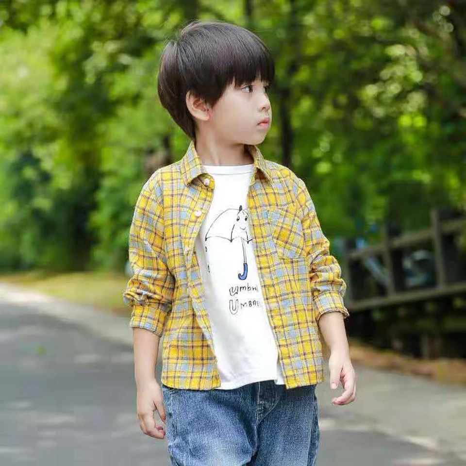 

Tops Blouse Cotton Autumn Casual Clothes Child Kids Boys Long Sleeve Plaid Shirts Suitable 2 -10 Yrs Kids Baby Clothes Shirt