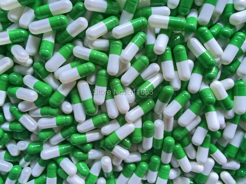 

00# 1,000pcs! green-white colored hard empty gelatin capsules sizes 00(Joined or seperated capsule available!)
