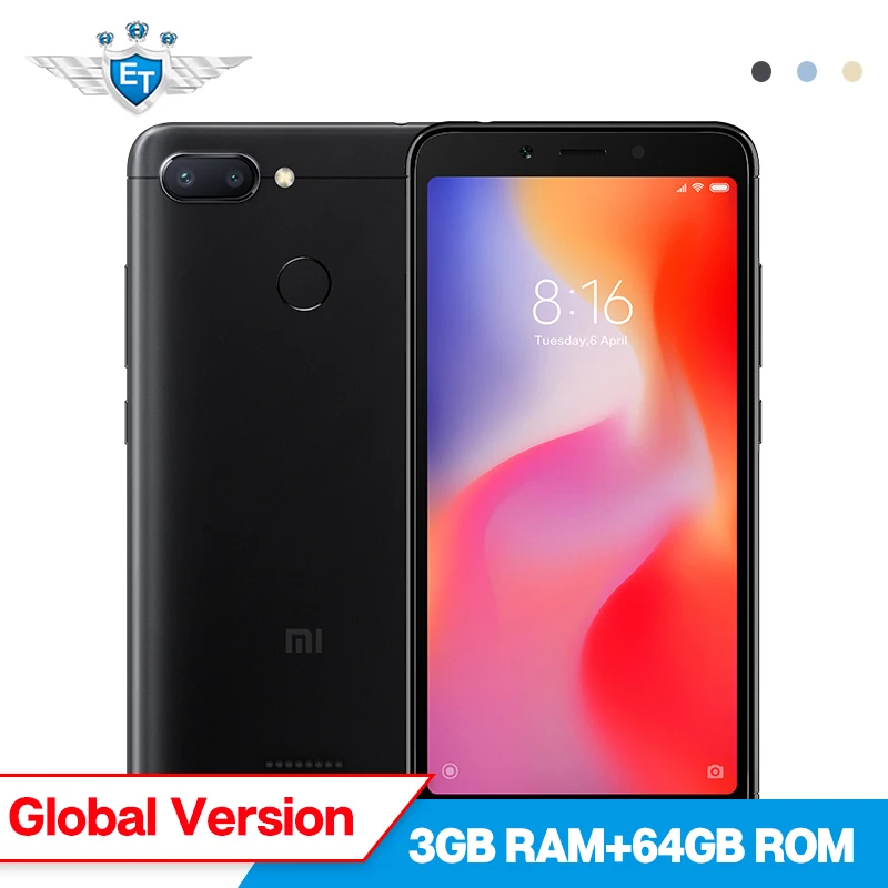 Глобальная версия Xiaomi Redmi 6 3 ГБ 64 мобильный телефон 5 45 ''полный Экран Helio P22