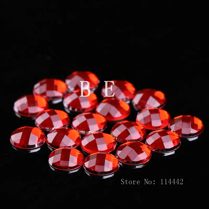 

1000 шт./лот превосходные тайваньские акриловые 10 мм красного цвета с плоским основанием акриловые граненые круглые драгоценные камни для ук...
