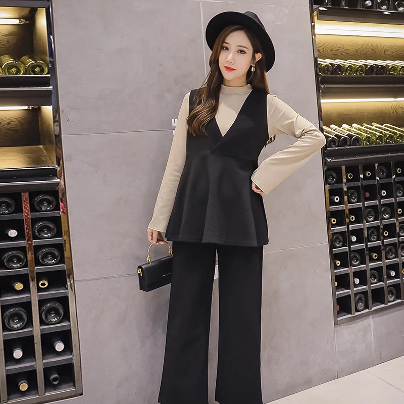 Осенние модные наборы для беременных Одежда рубашка с длинными рукавами