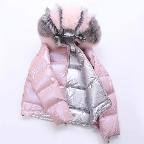 pink KMETRAM, женский пуховик, зимняя куртка, женская одежда,, большой меховой воротник, парка, корейский стиль, пальто, Женский пуховик, MY3238 - Цвет: pink