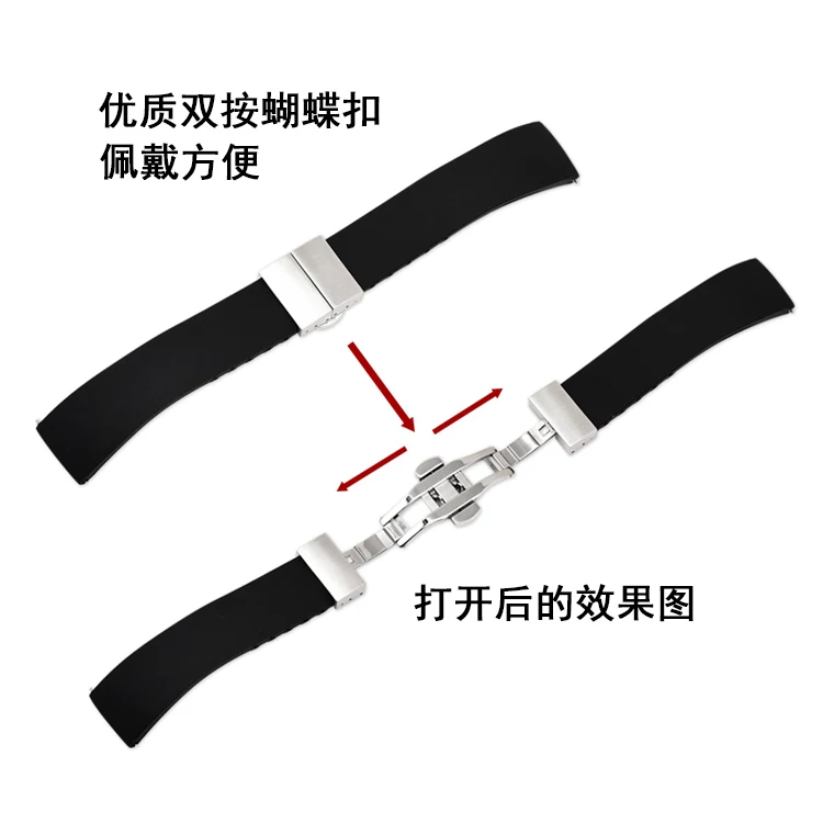 14mm 16mm 18mm 20mm 22mm Silicone Strap Folding Buckle for Samsung Galaxy Watch Gear Quick Release Rubber Bracelet Strap Band