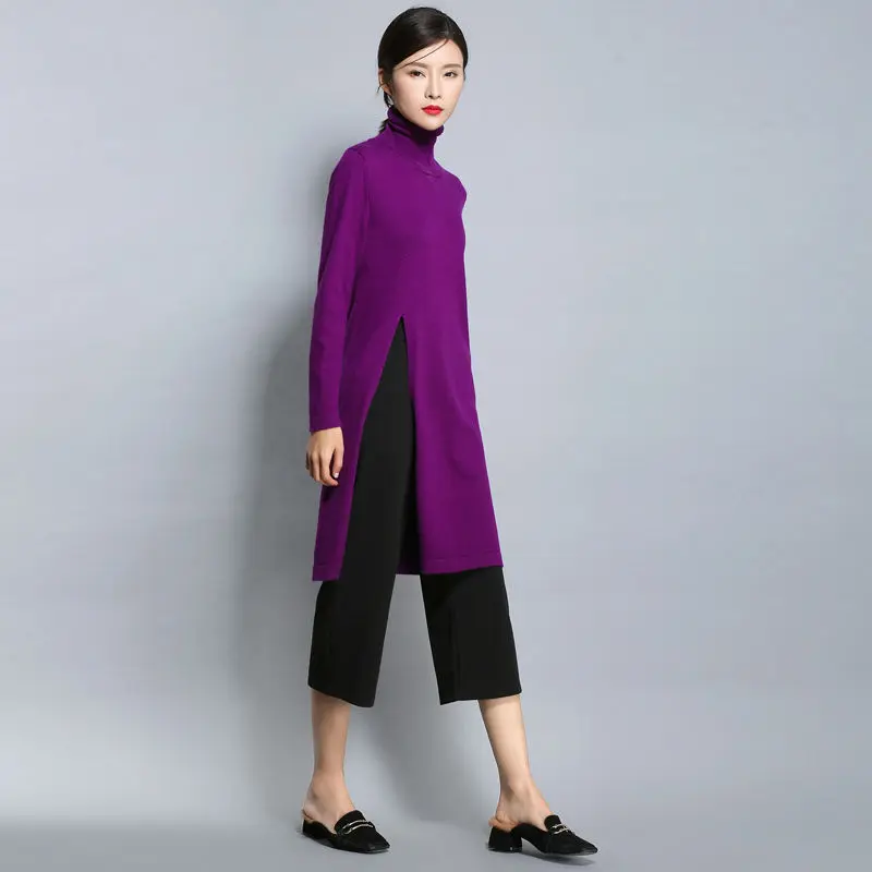 Модный свитер с высоким воротником Женский Топ длинным рукавом вязаные свитера