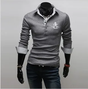 Free shipping Men's False two pieces fashion Badge shirt Long Sleeve retail / wholesale | Мужская одежда