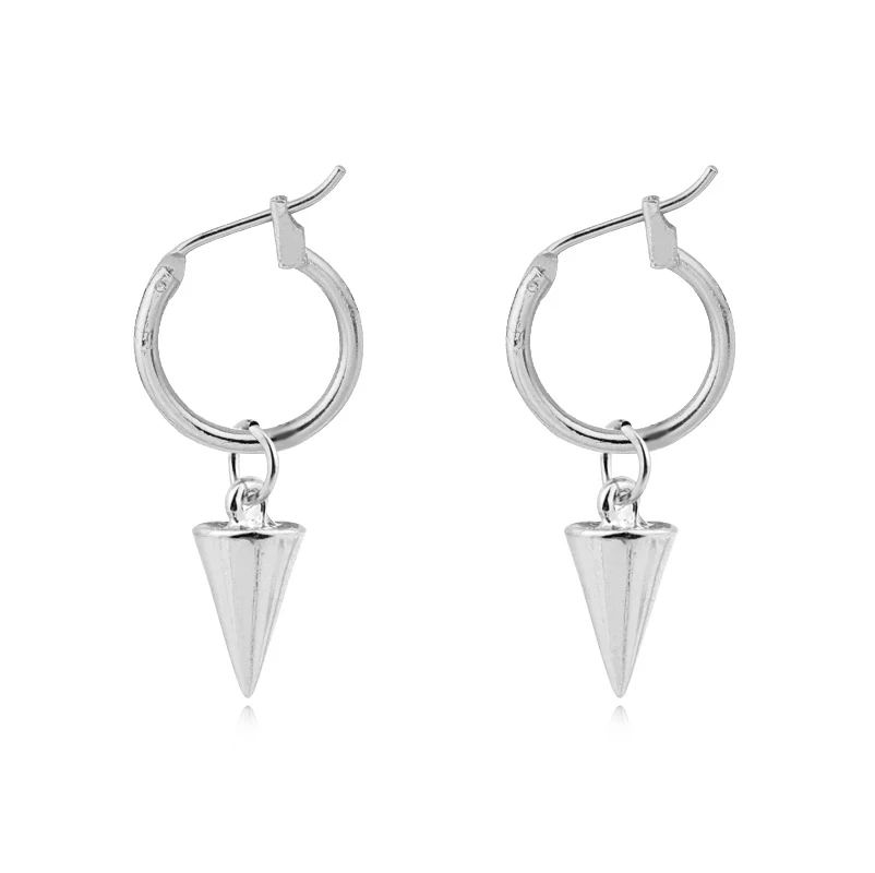 silver color 1 пара панк пуля кулон серьги обруча для Для женщин Для мужчин личности цвета: золотистый, серебристый Цвет бесконечные серьги в форме колец E749-2 - Окраска металла: silver color
