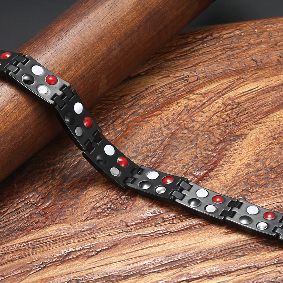 Мужской браслет WelMag черный из титана и углеродного волокна два ряда элементы