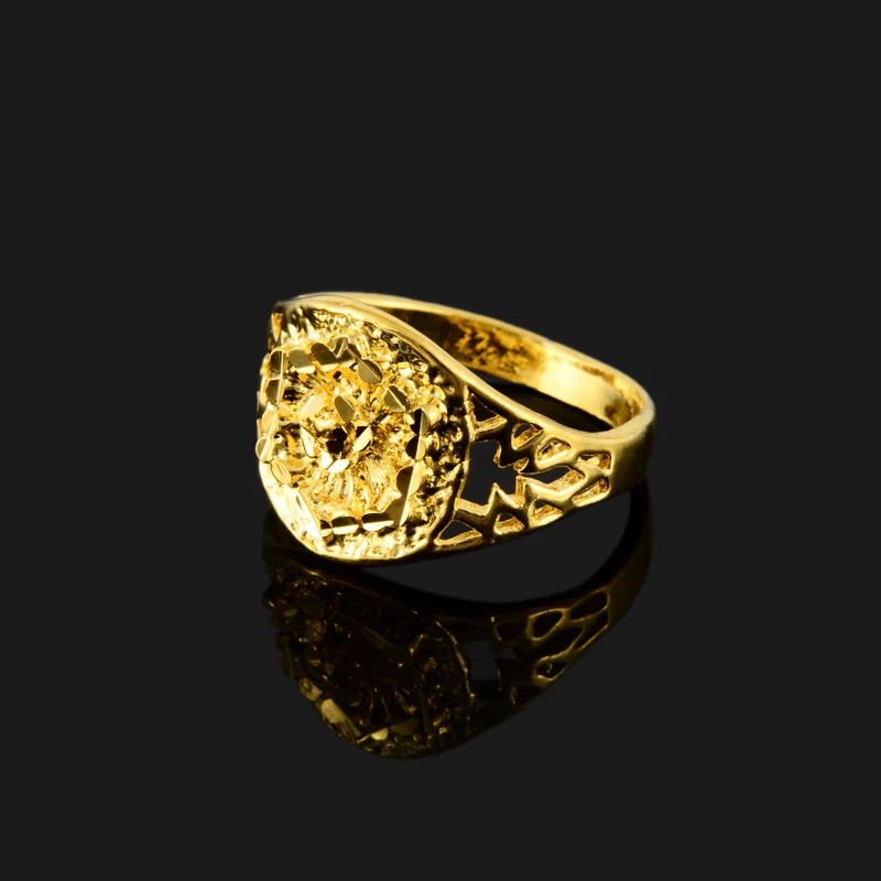 Высокое качество красивый золотой цвет кольца для пар женщин цветок ярко