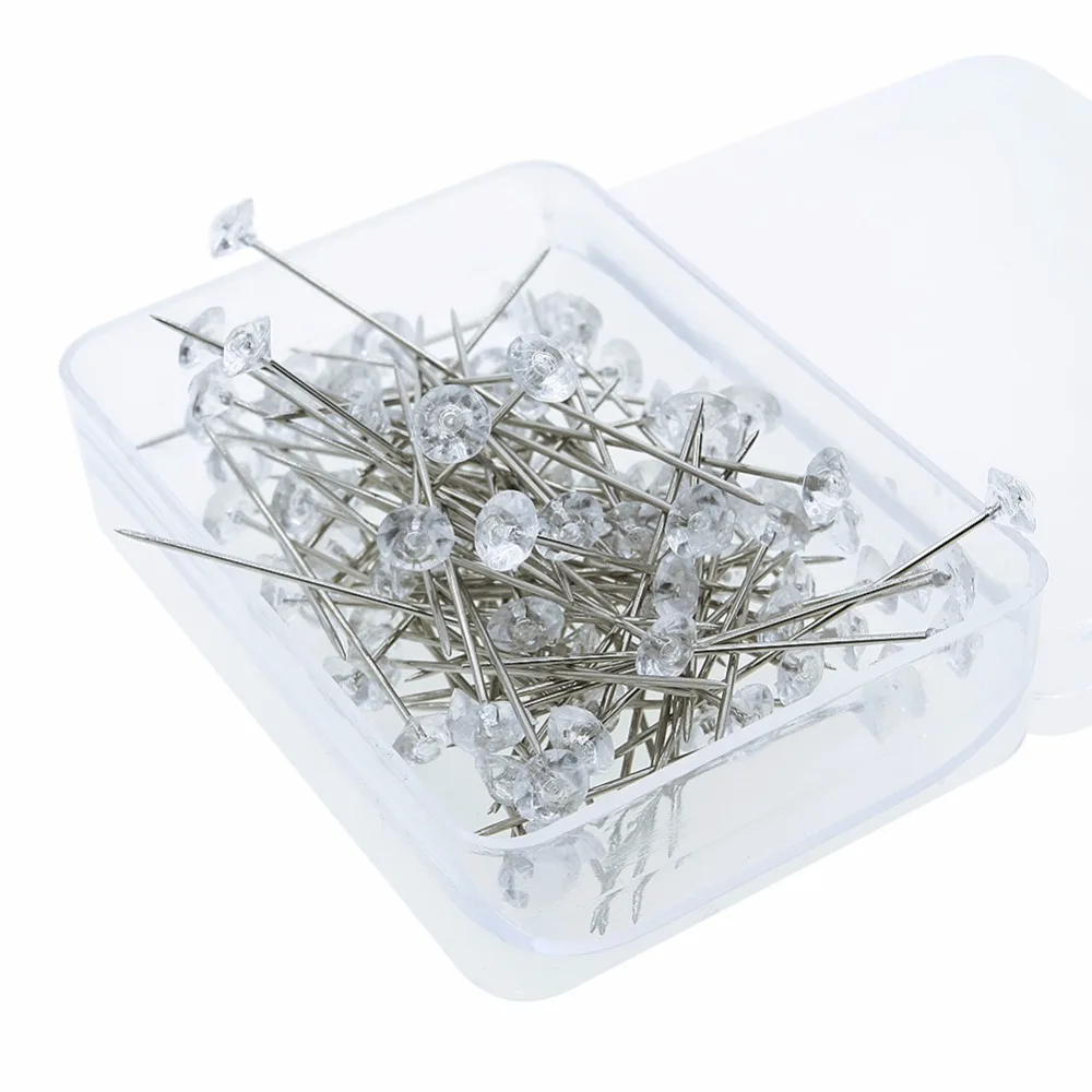 100 шт./компл. Прозрачная Круглая искусственная Бриллиантовая Свадебная булавка