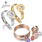Обручальные кольца letdiffy со сменными 3 фианитами, золотые, из нержавеющей стали, с римскими цифрами, женские кольца, ювелирные изделия
