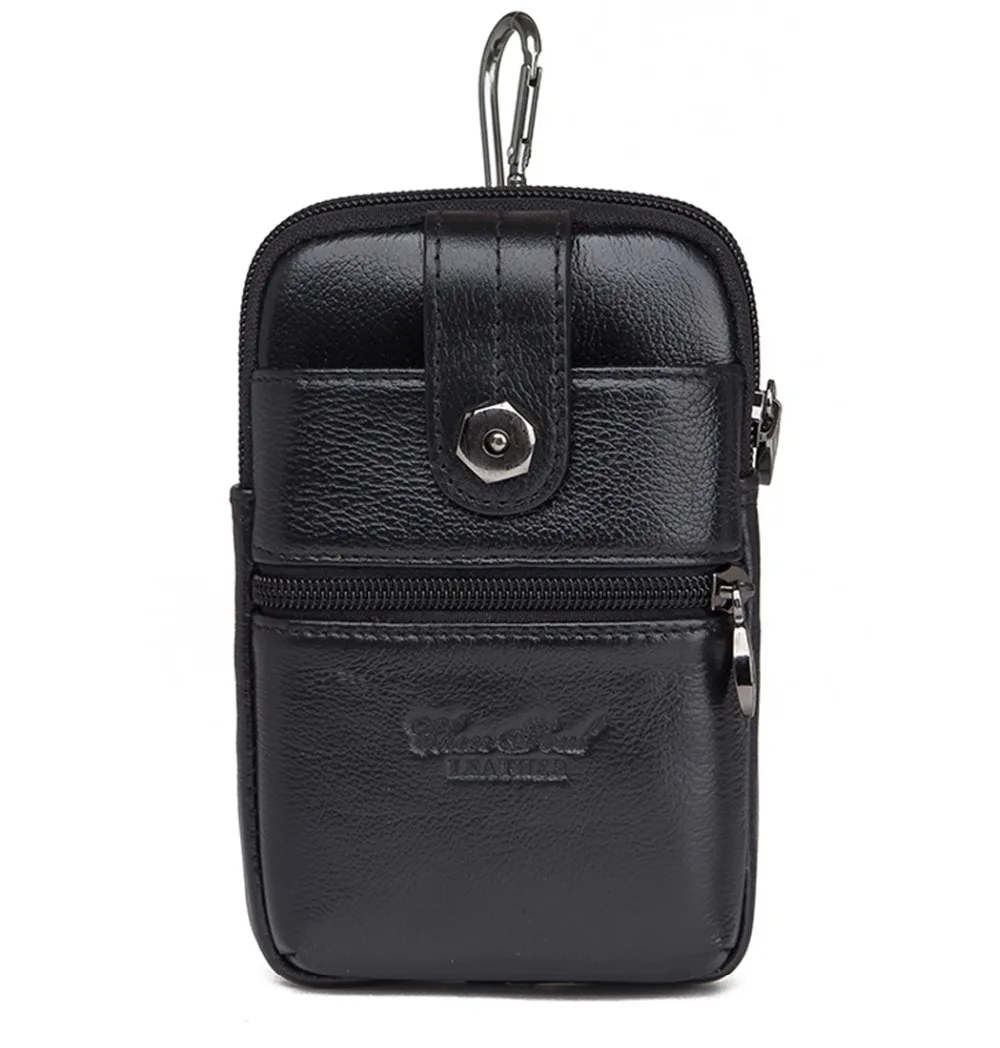 Мужская поясная сумка из натуральной кожи чехол для телефона или кошелек с