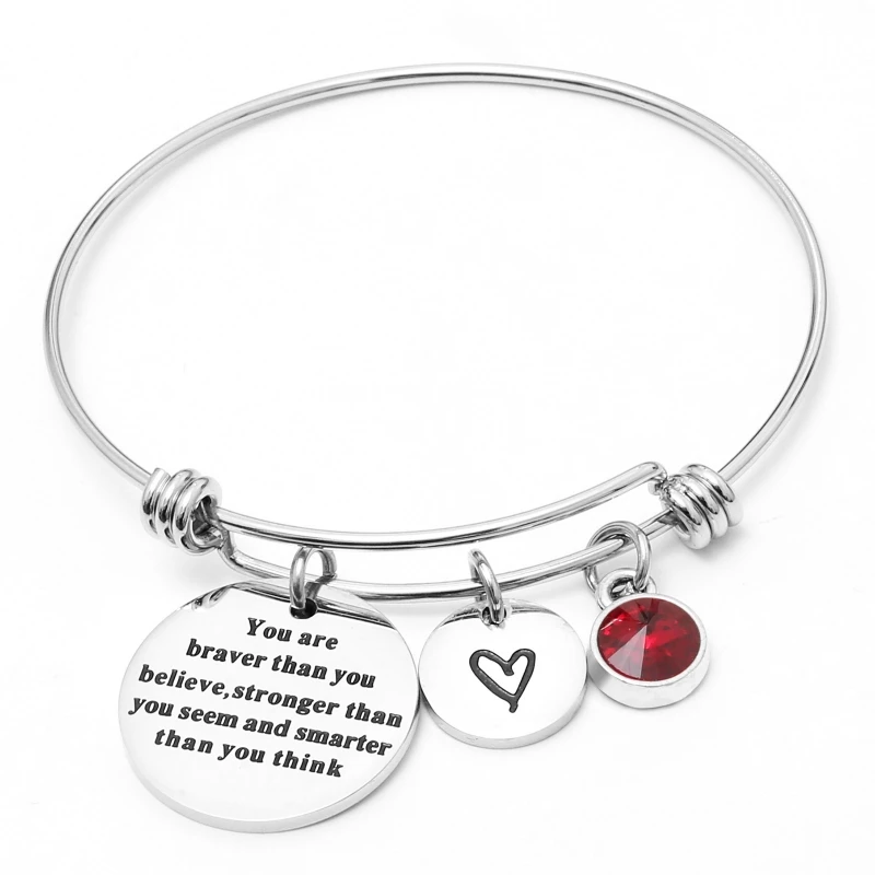 Браслет с подвесками в виде сердца 12 цветов|engraved bangle|believe banglebangles for women |