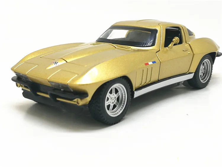 1:32, электрический спортивный автомобиль Corvette C2, литая модель автомобиля из сплава, металлический автомобиль, детская игрушка