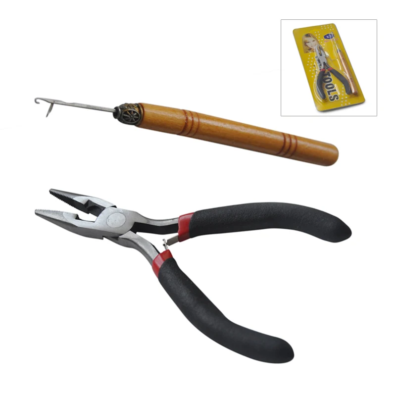 

Hair Extensions Tools Pliers Opener+Pulling Hook Needle for Micro Ring Tools