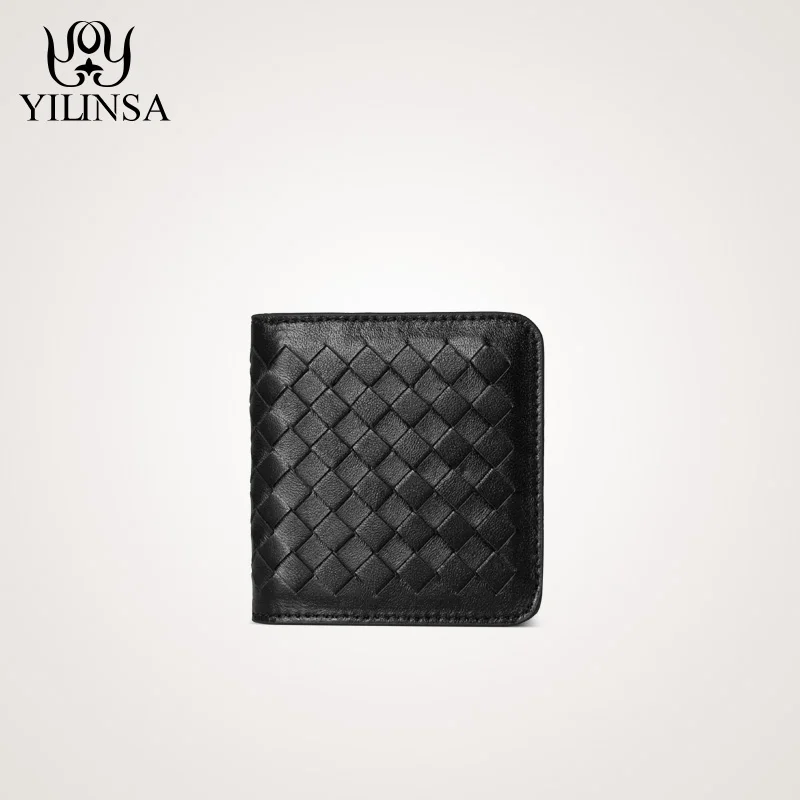 Плетеный вертикальный мини кошелек из овчины новинка ультратонкий натуральной