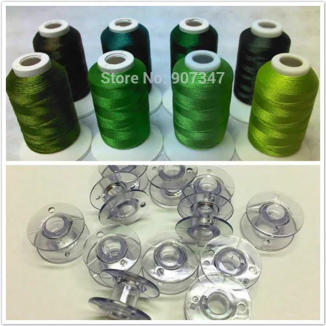 Simthread зеленая серия полиэстер компьютерная машина вышивка нить 500 м * 8 + 12 шт