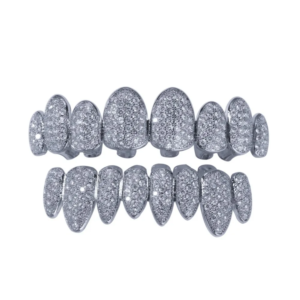 UWIN Iced Out AAA циркон Micro Pave зубы грили шапки Топ и низ грили набор хип хоп для мужчин женщин модные украшения