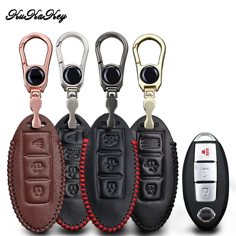 KUKAKEY Кожаный Автомобильный ключ сумка для Nissan Teana Tiida Sylphy Sunny Qashqai Skyline Juke Alissa X TRA