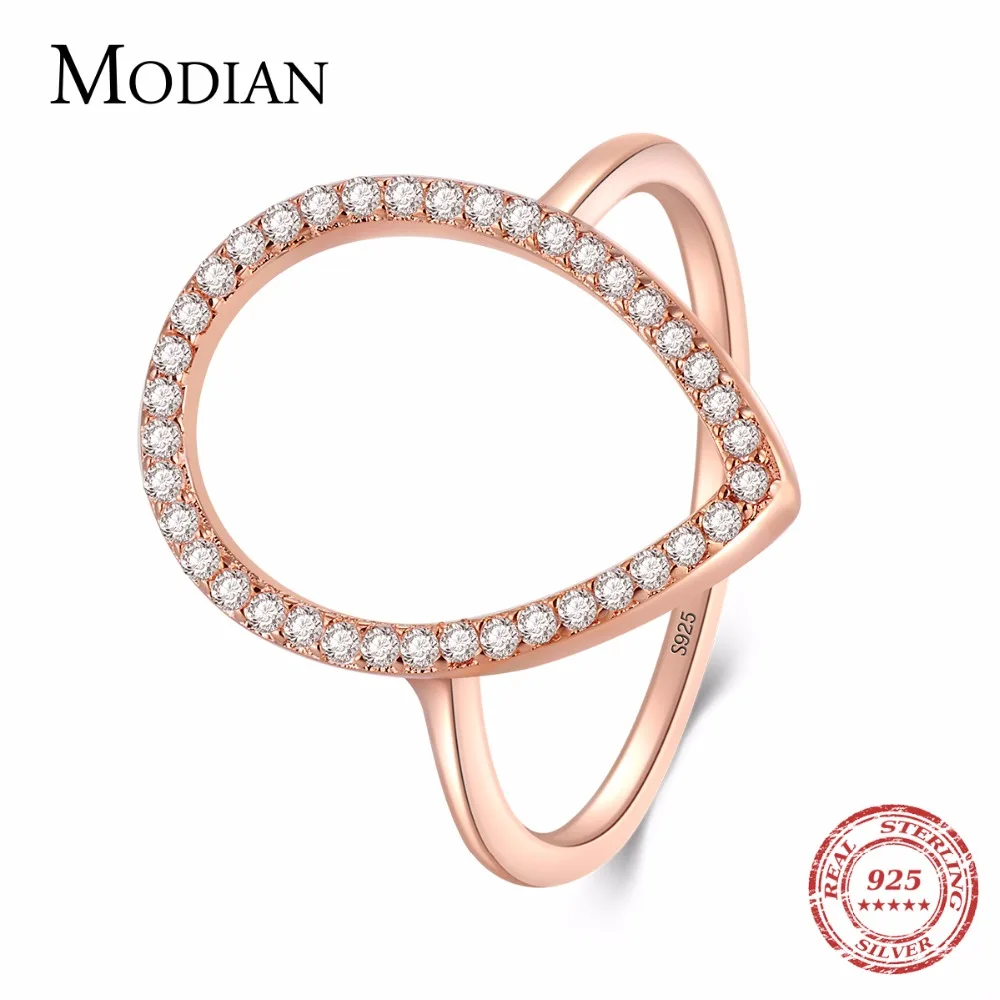 

Modian Real Solid 925 Sterling Silver Ring Pear Water Drop Clear CZ Sparkling Rings Fashion Engagement Jewelry For Women Gift