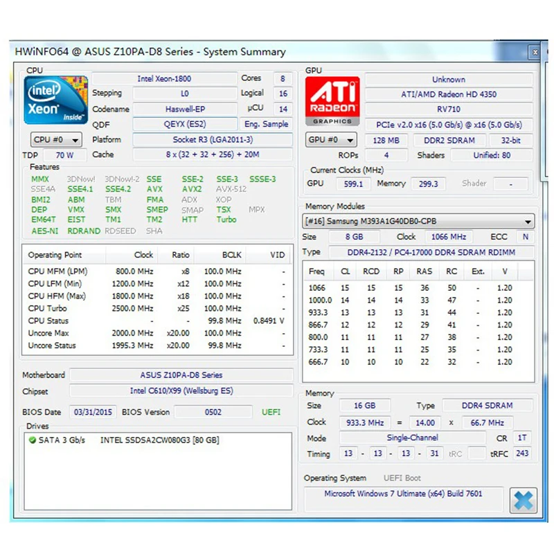 Оригинальный процессор Intel Xeon ES QEYX E5 2630LV3 8 ядер 1 ГГц 20 МБ стандартная температура