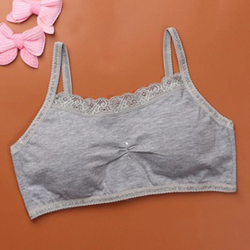 Новое милое кружевное нижнее белье для девочек детское спортивный бюстгальтер