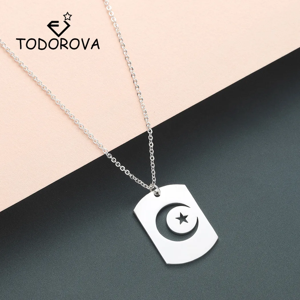 Todorova кресцентовая луна звезда контурная ожерелье мужчин из нержавеющей стали ночное небо исламские мусульманские украшения брелок подвеска на шею женщин.