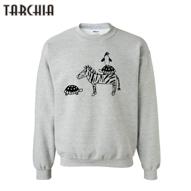 Толстовка TARCHIA мужская с принтом зебры приталенный Повседневный свитшот пуловер