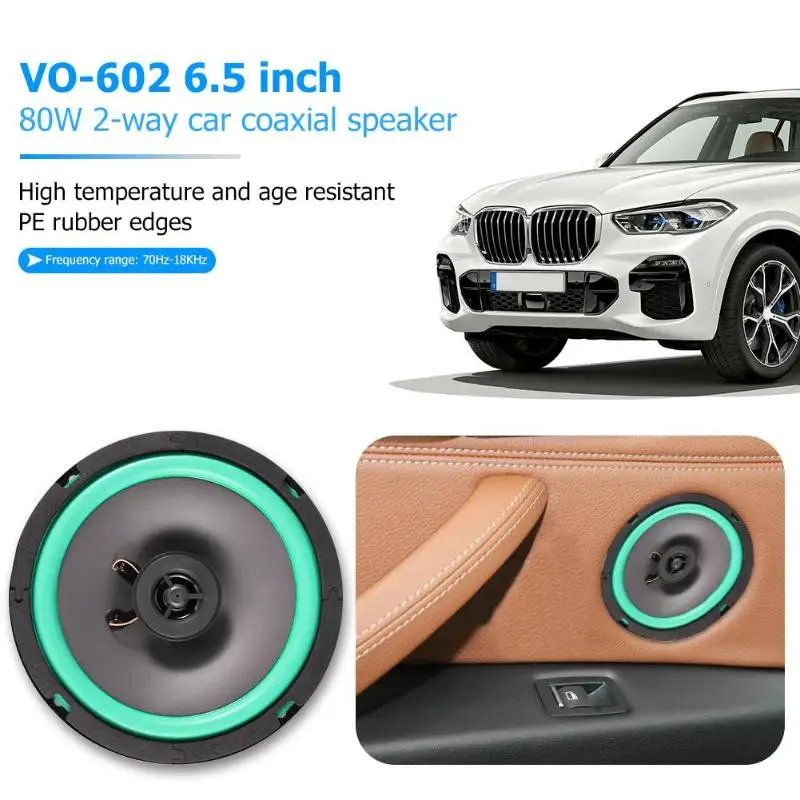 

VO-602 6.5 Inch 80W 2 Way Car Coaxial Speaker Auto Audio Music Loudspeaker Resonant Clear Sound Quality